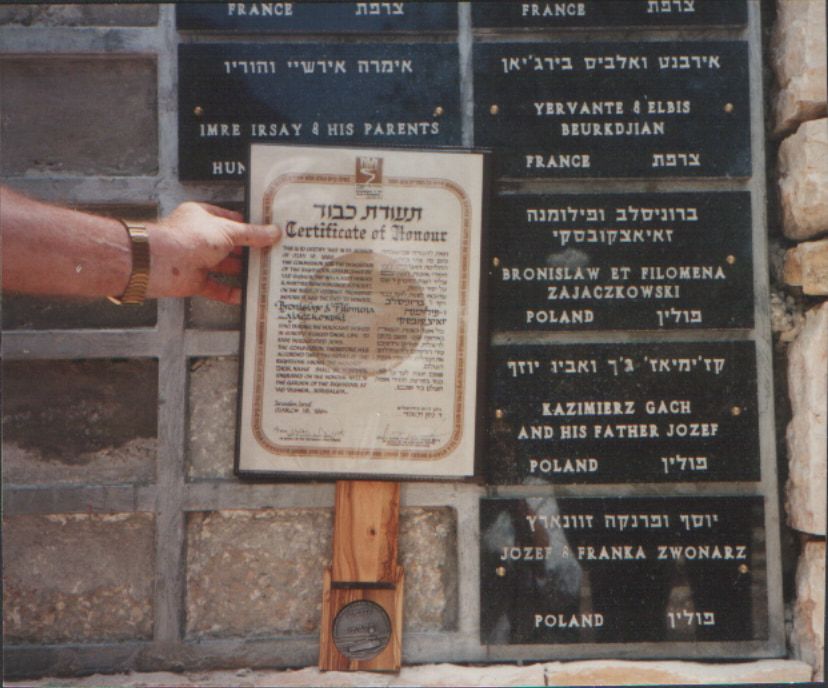 הנצחתם של חסידי אומות העולם ברוניסלב ופילומנה זאיאצקובסקי ביד ושם